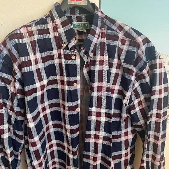 Ivy Club Navy/Red Long Sleeve Button Down - Picture 1 of 2